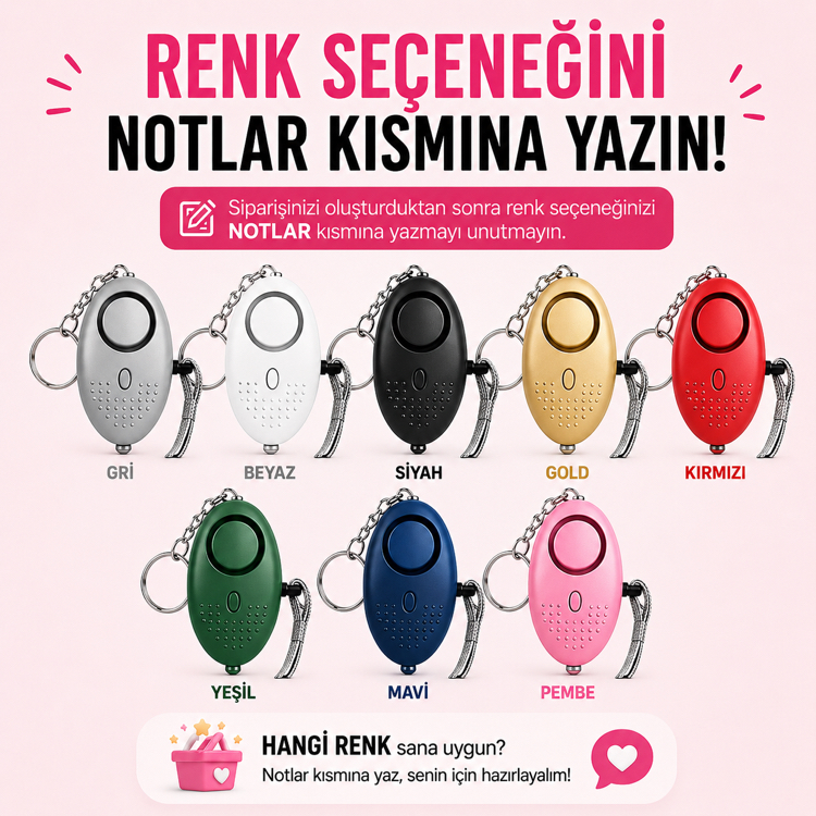Kadın Güvenlik Alarmı (130dB) | Hediye Anahtarlık