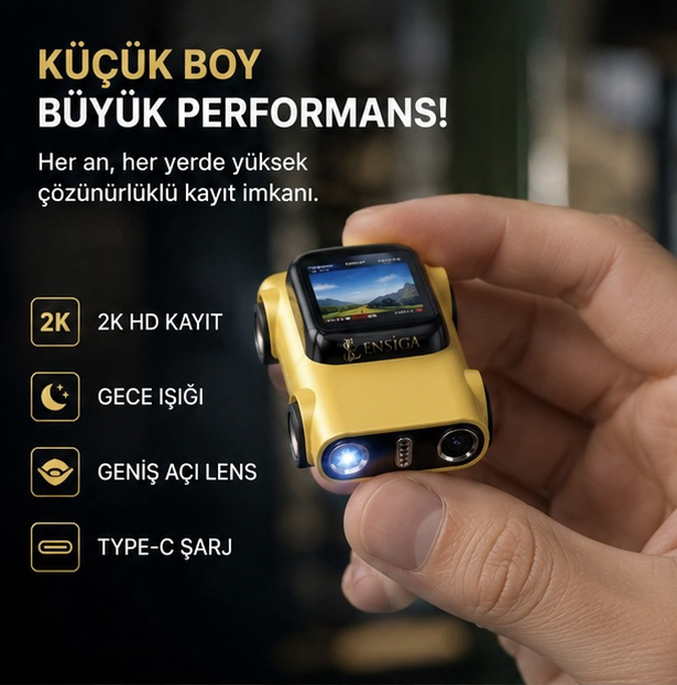 Mini Araç Tasarımlı 2K Parmak Kamera – LCD Ekranlı Anahtarlık Kamera