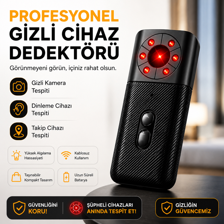  Profesyonel Gizli Kamera Dinleme Cihazı Dedektörü | GPS Takip Bulucu