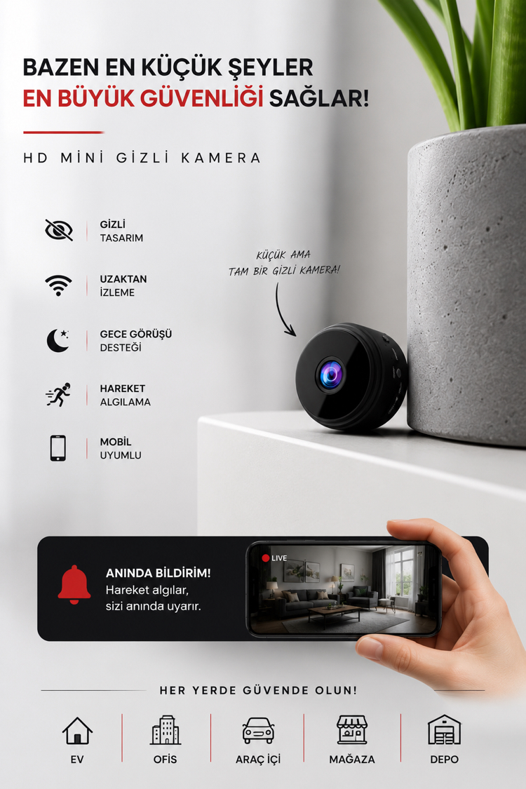 Mini Wi-Fi Güvenlik Kamerası – Full HD Kompakt Kamera