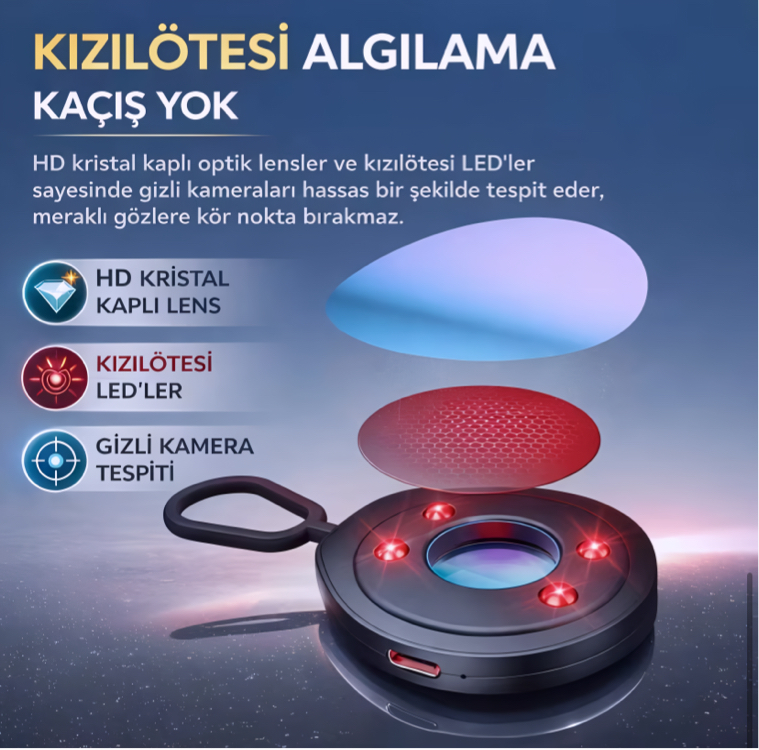 Mini Gizli Kamera Dedektörü | Kızılötesi & RF Sinyal Bulucu