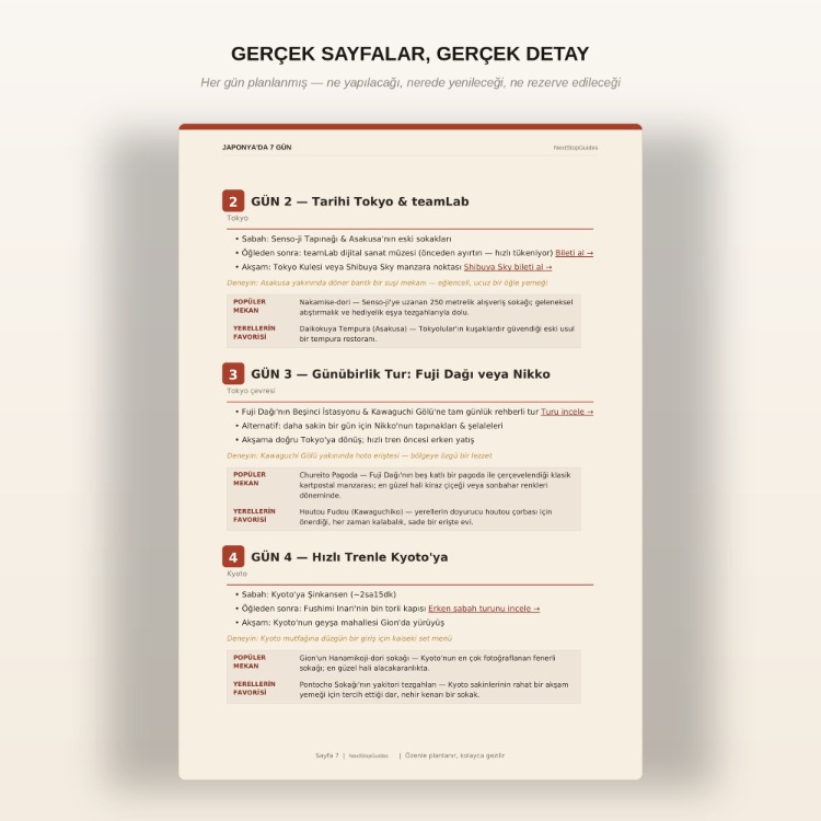 Japonya 7 Günlük Gezi Rehberi PDF | Tokyo Kyoto Osaka Nara | Basılabilir Seyahat Rehberi