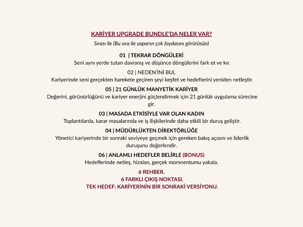 KARİYER UPGRADE BUNDLE