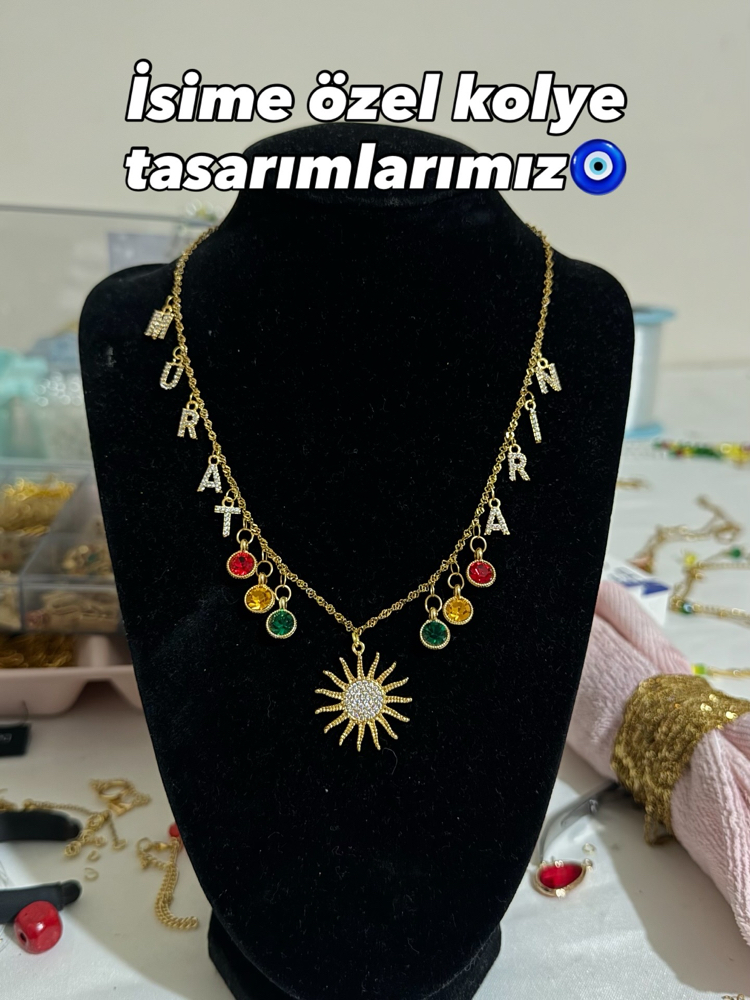 Çift isimli çelik güneş kolye