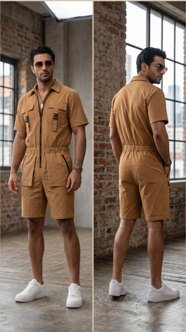 Kargo Cepli Paraşüt Kumaş Unisex Tulum — Premium Tasarım Model