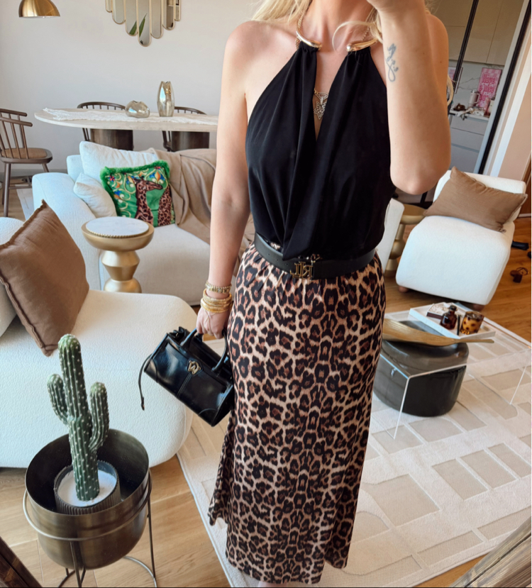 Leopar maxi etek