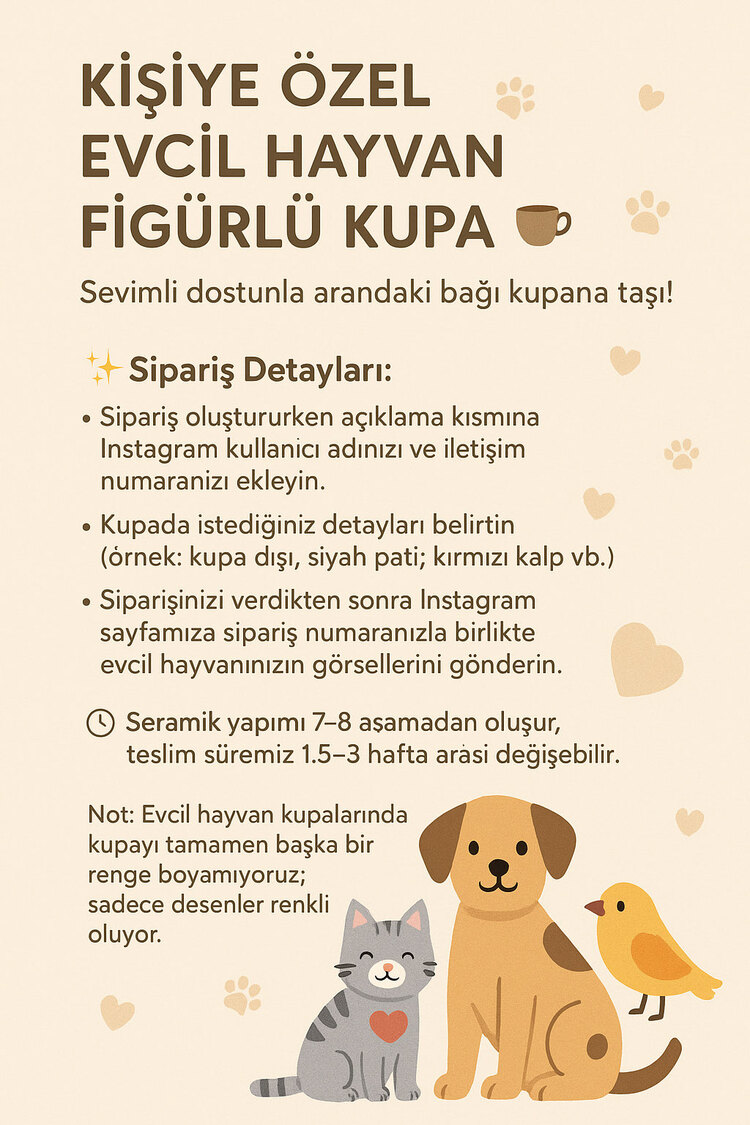 Kişiye Özel Evcil Hayvan Figürlü Seramik Kupa 
