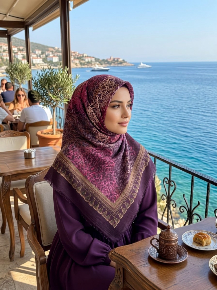 Flamlı keten eşarp