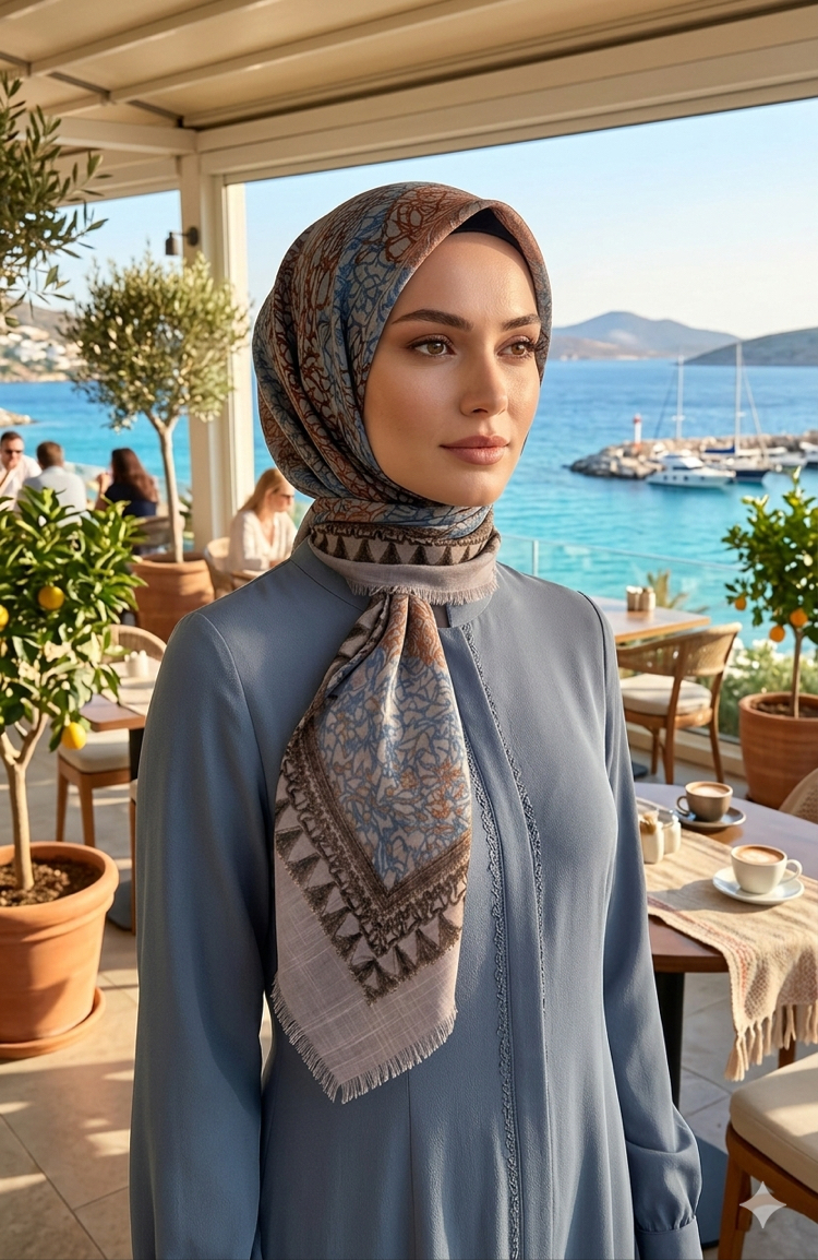 Flamlı keten eşarp