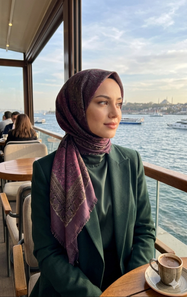 Flamlı keten eşarp
