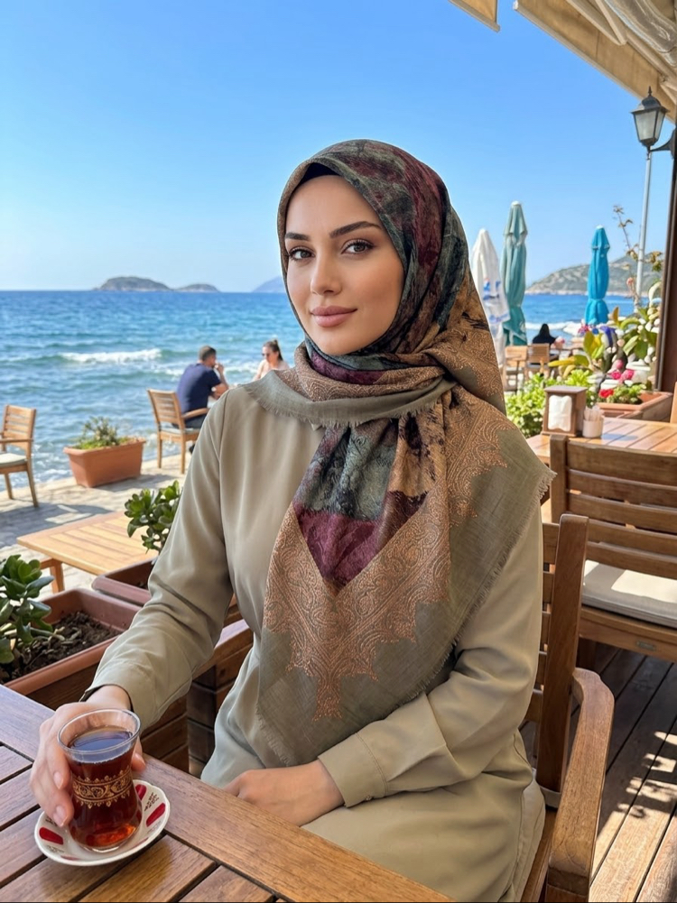 Flamlı keten eşarp
