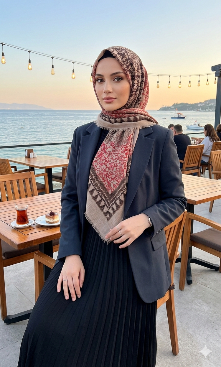 Flamlı keten eşarp