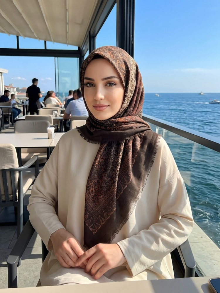 Flamlı keten eşarp