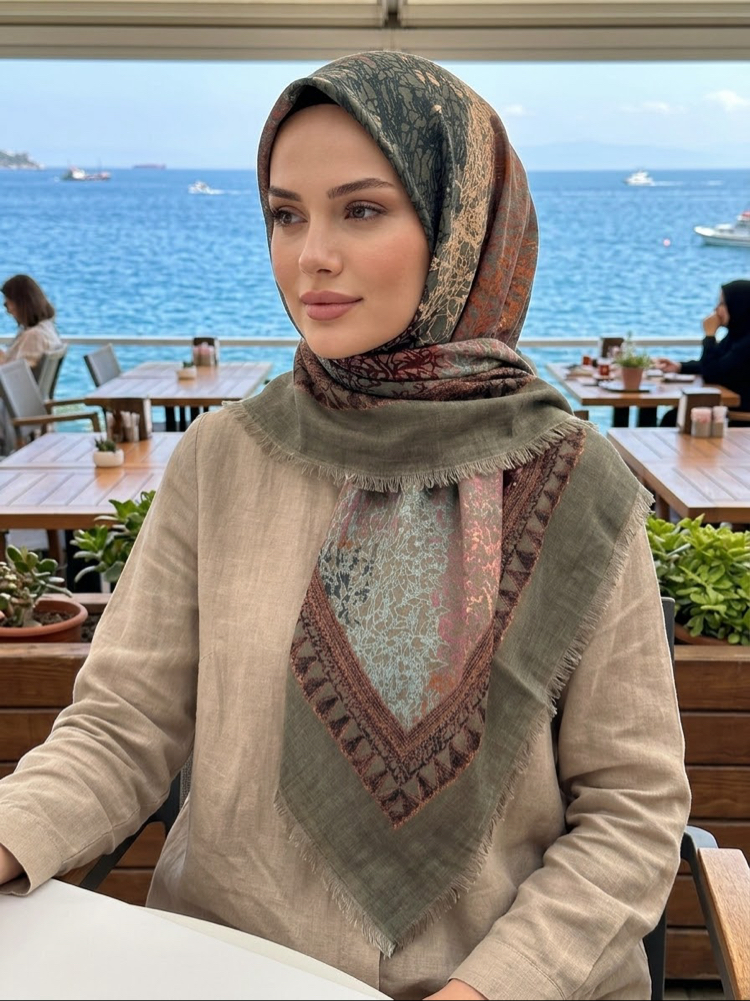 Flamlı keten eşarp