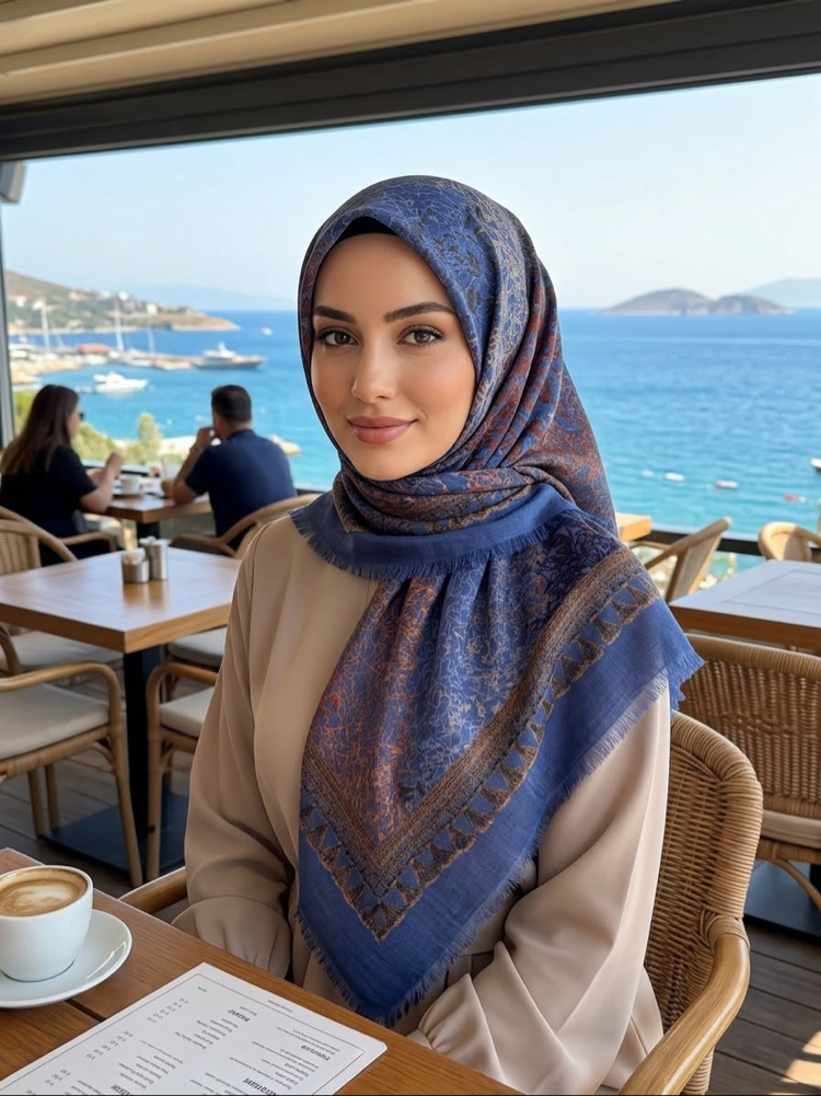 Flamlı keten eşarp