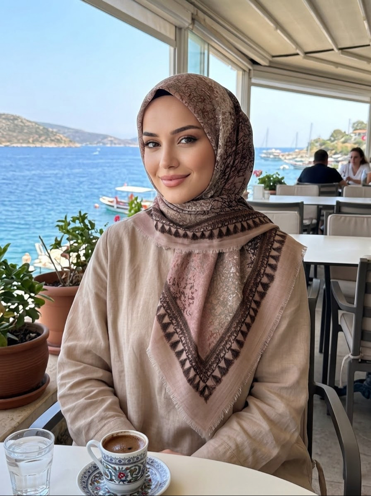 Flamlı keten eşarp