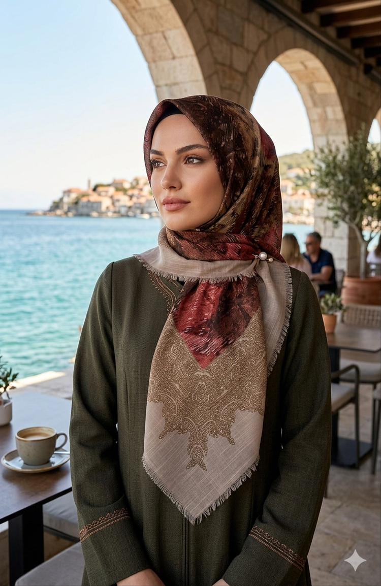 Flamlı keten eşarp