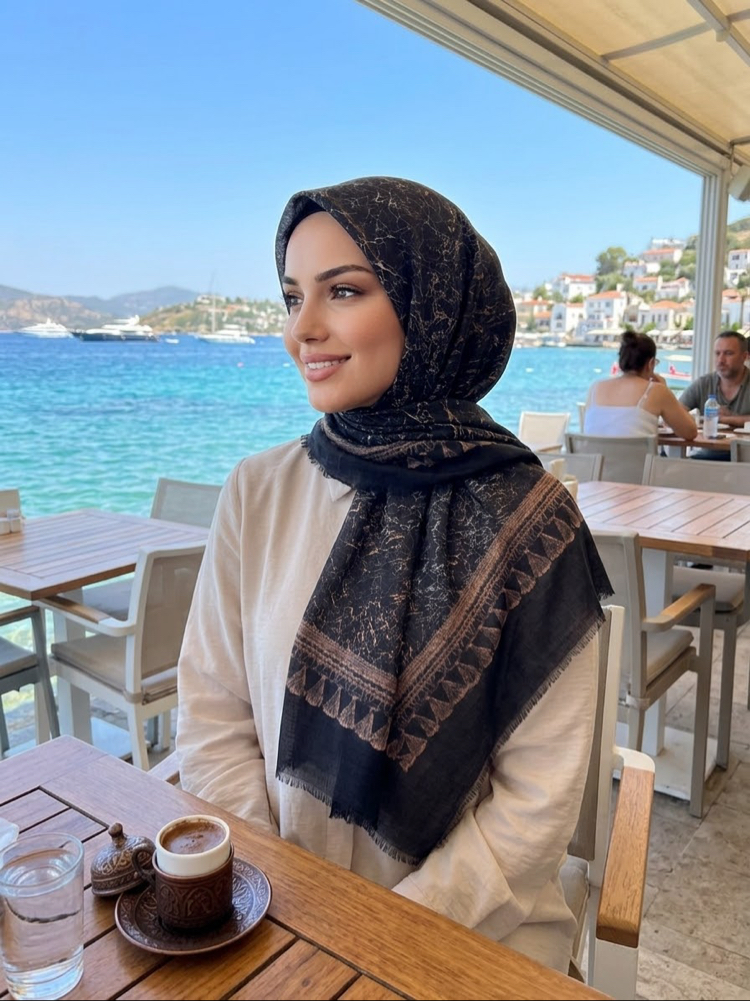 Flamlı keten eşarp