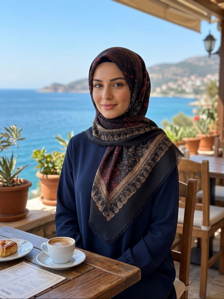 Flamlı keten eşarp