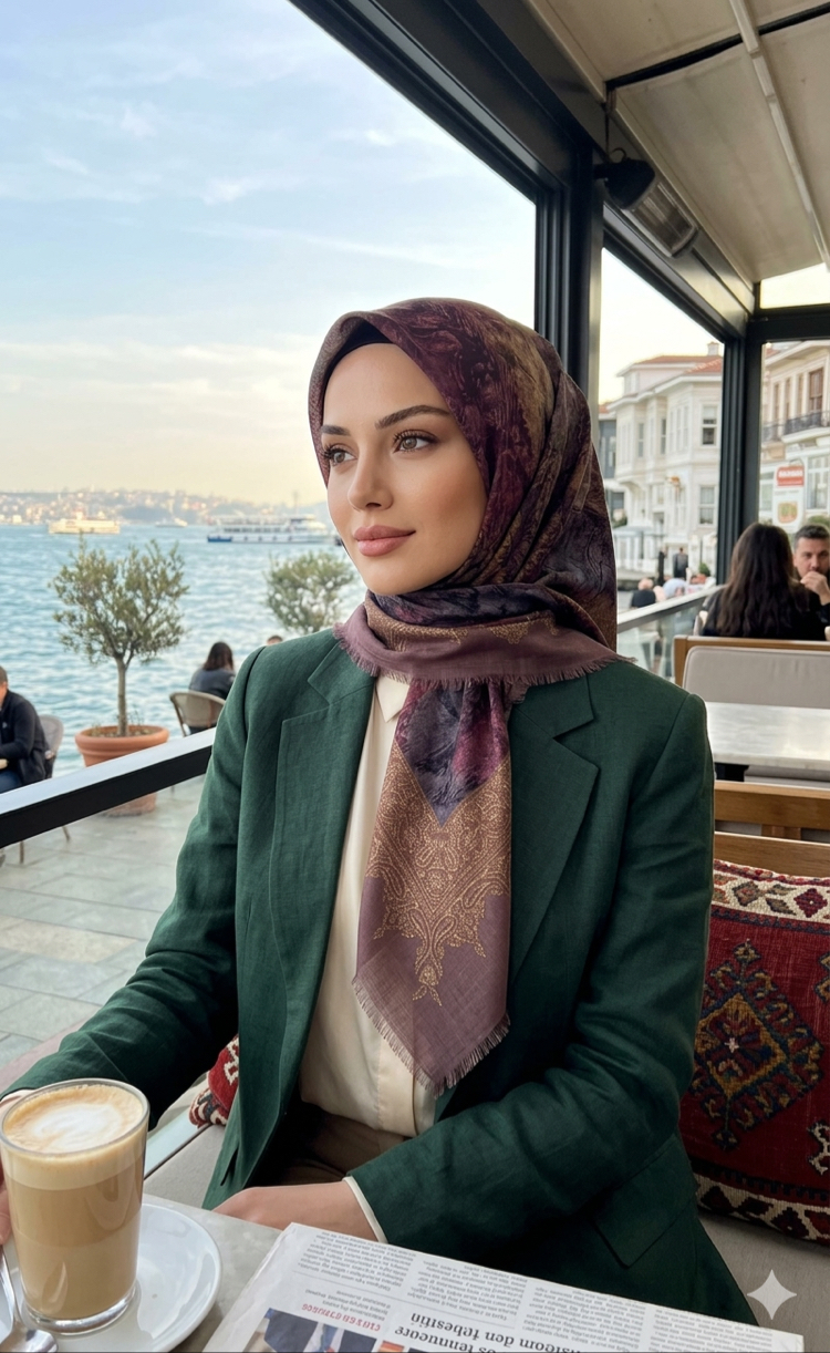 Flamlı keten eşarp