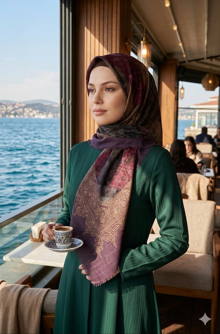Flamlı keten eşarp