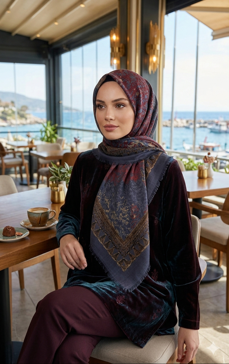 Flamlı keten eşarp