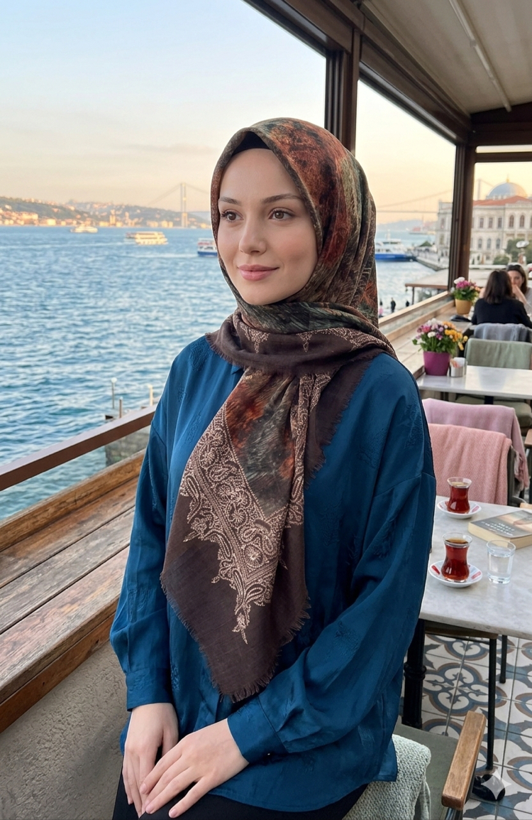 Flamlı keten eşarp