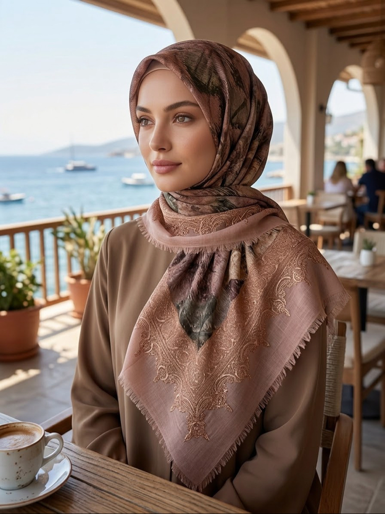 Flamlı keten eşarp