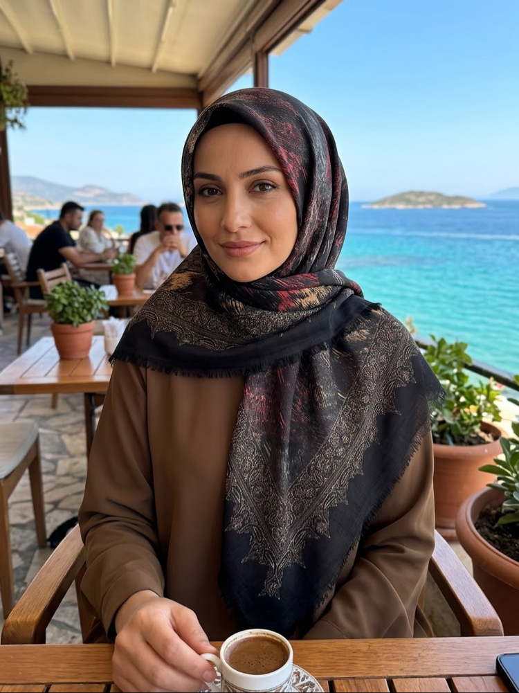Flamlı keten eşarp