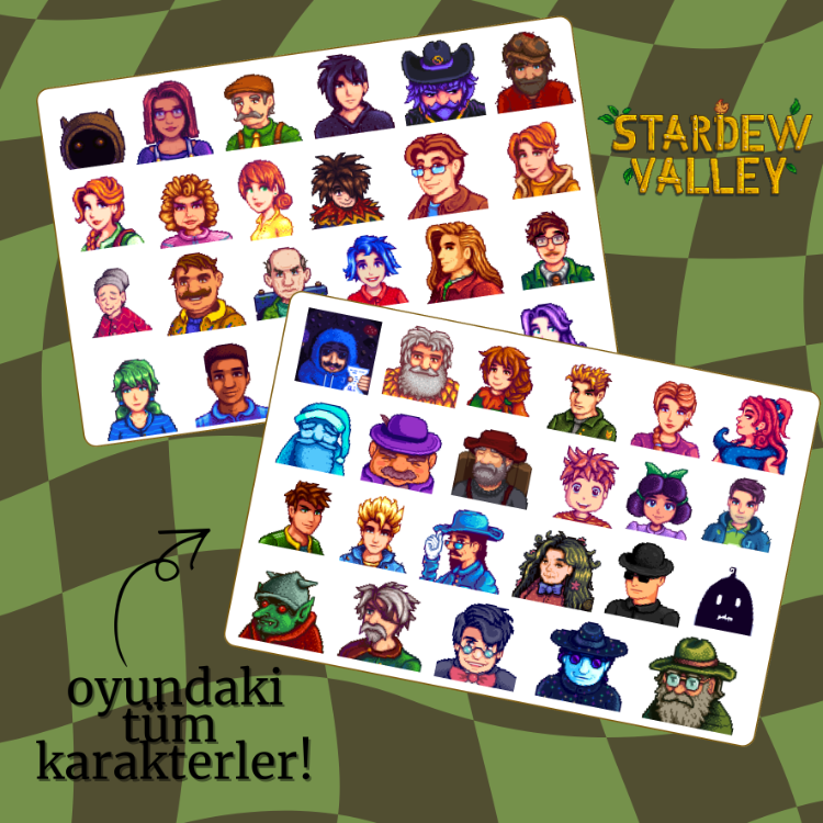 Stardew Valley Karakter sticker sayfası 