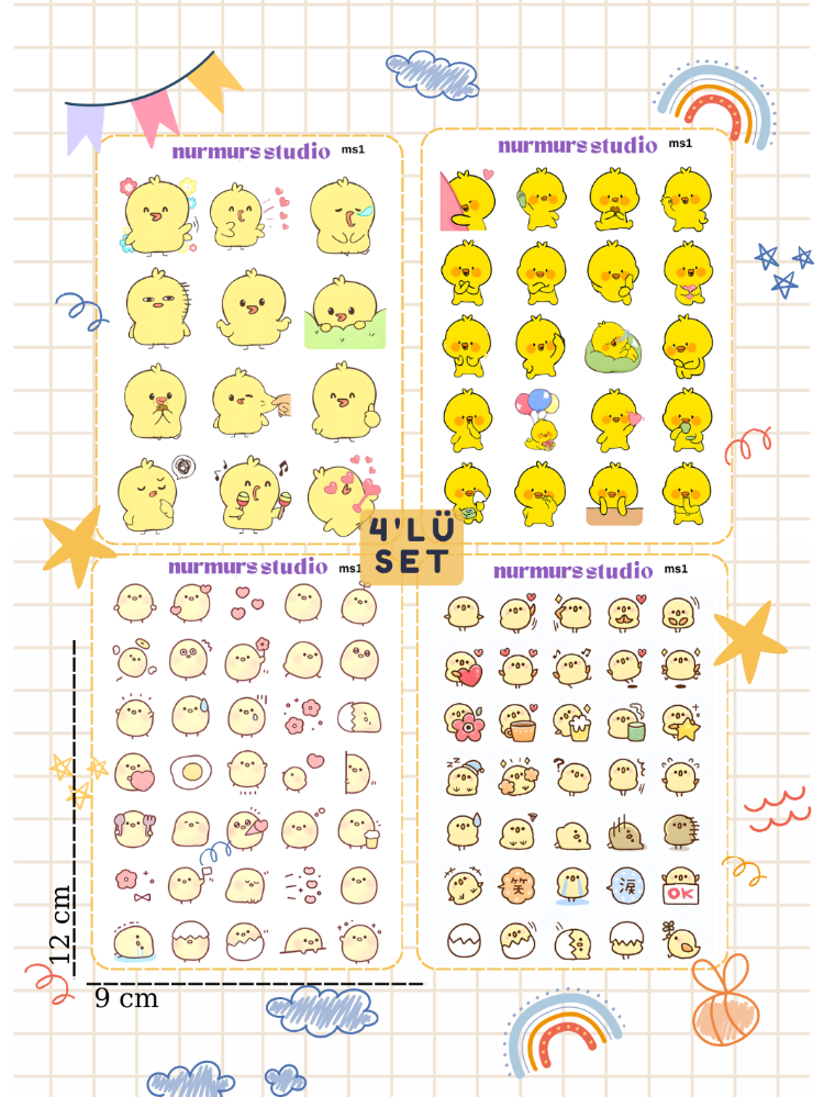 4'lü Civciv Sticker seti