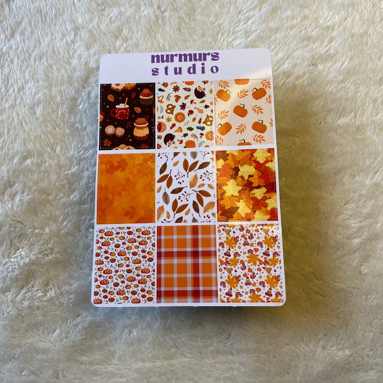 sonbahar temalı scrapbook sticker sayfası