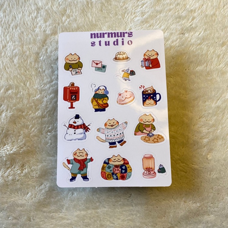 kış kedisi sticker sayfası