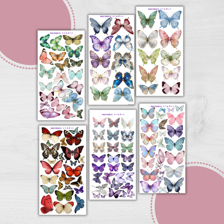 6 'lı Kelebek Sticker Seti