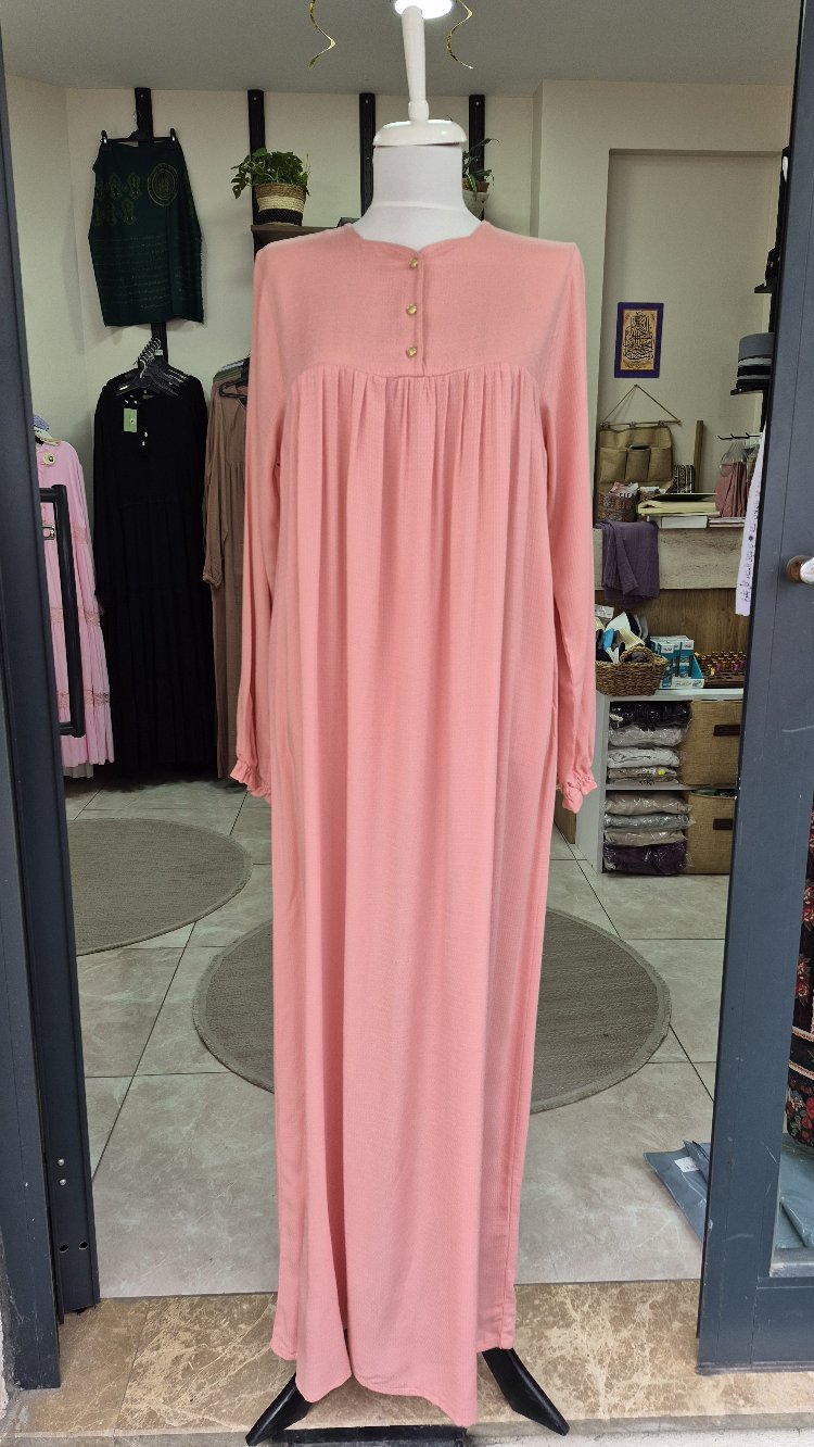 Pembe Robalı Tesettür Elbise 