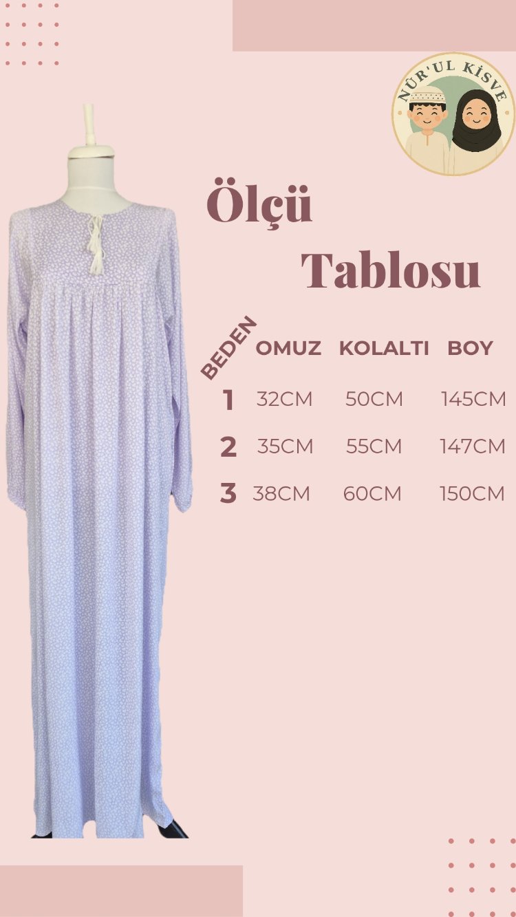 Lila Çiçekli Robalı Tesettür Elbise