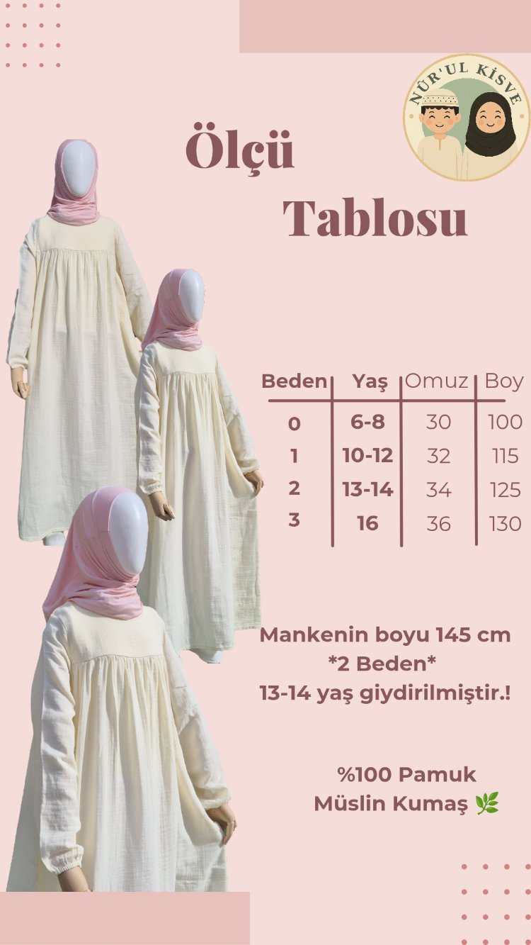 Hac Umre Günlük Sade Çocuk Tesettür Elbise
