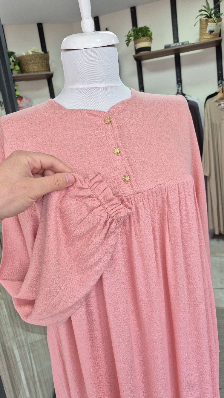 Pembe Robalı Tesettür Elbise 