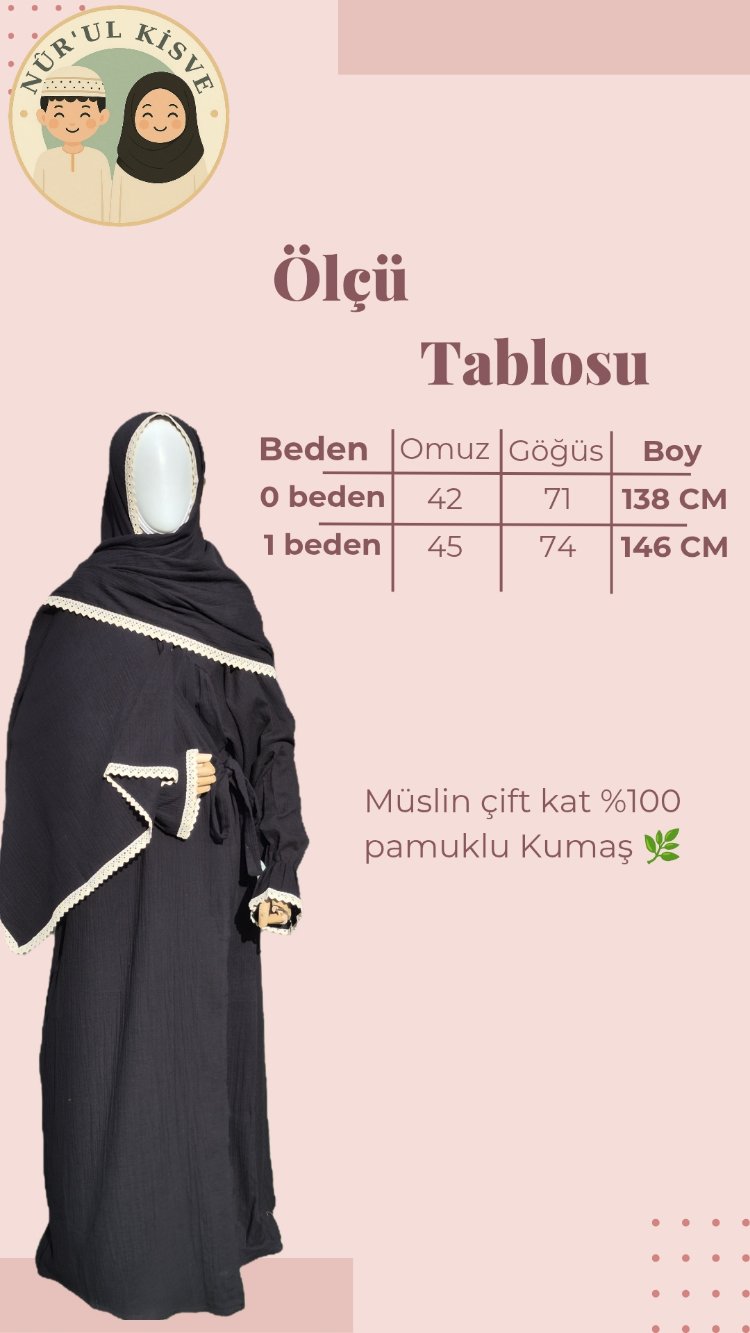 Müslin Namaz Elbisesi ve Başörtü (Mor)