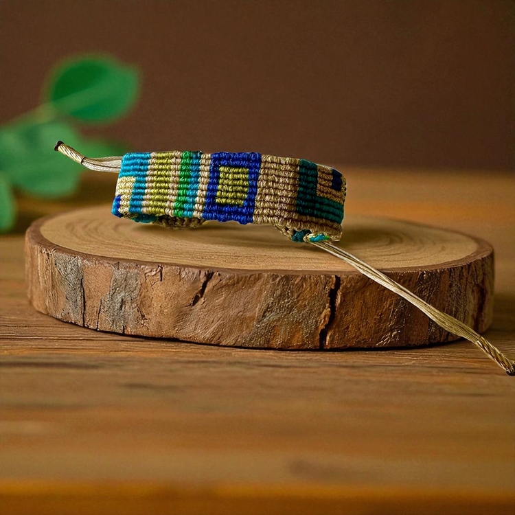 Gold kombinli kilim makrome bileklik 