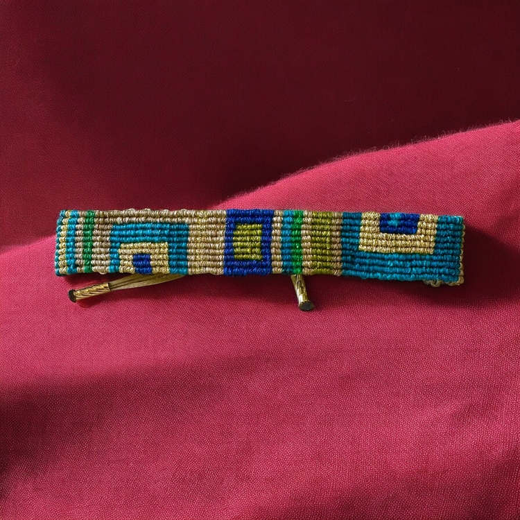 Gold kombinli kilim makrome bileklik 