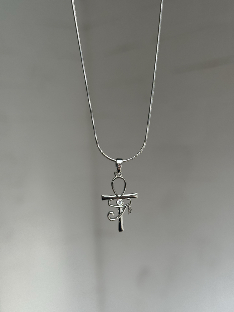 Ankh & ra göz kolye silver l Çelik