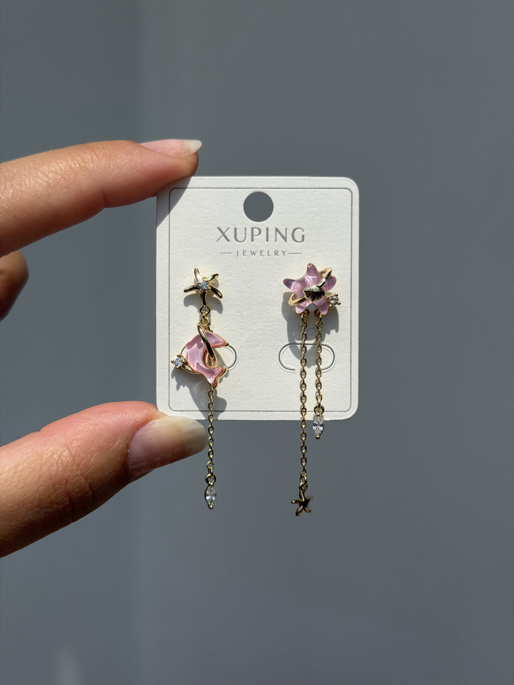 14k pembe taşlı yaz küpe l Xuping 