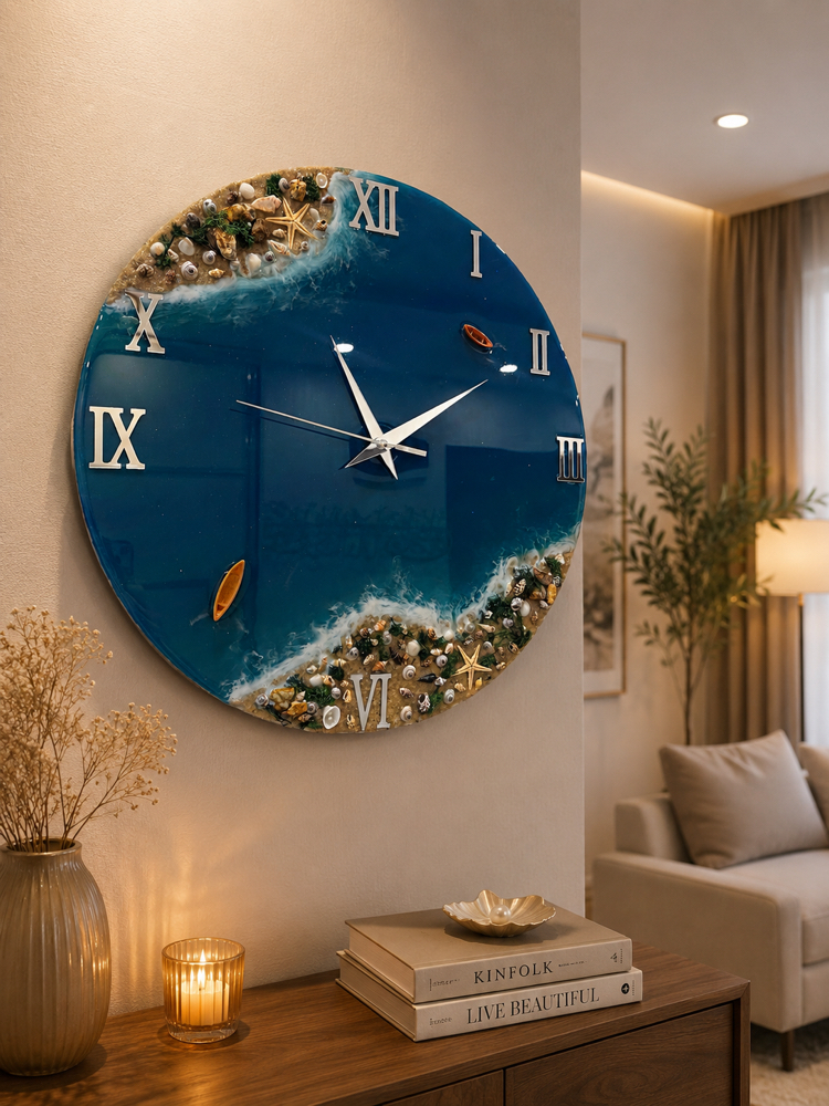 Epoksi Deniz Temalı Saat
