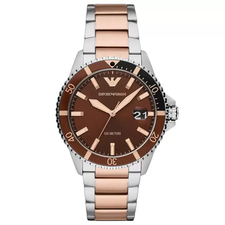 Emporio Armani AR11340 Erkek Kol Saati – Diver Stil / Kahverengi Kadran / 10 ATM