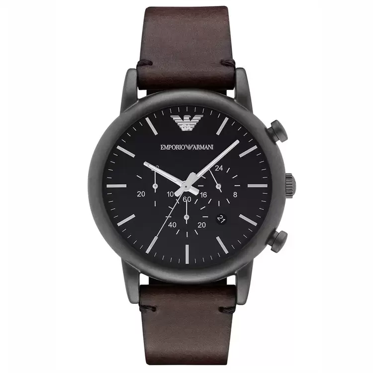 Emporio Armani AR1919 Erkek Kol Saati – Siyah Kadran / Kahverengi Deri / Chronograph