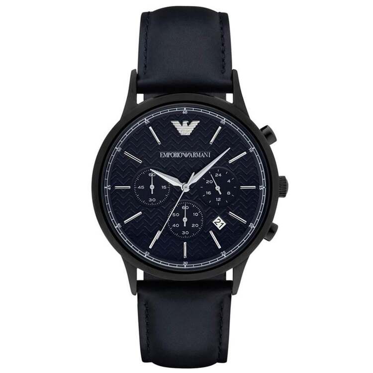 Emporio Armani AR2481 Erkek Kol Saati – Siyah / Lacivert Deri / Chronograph