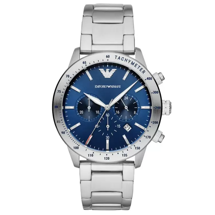 Emporio Armani AR11306 Erkek Kol Saati – Mavi Kadran / Çelik Bilezik / Kronograf