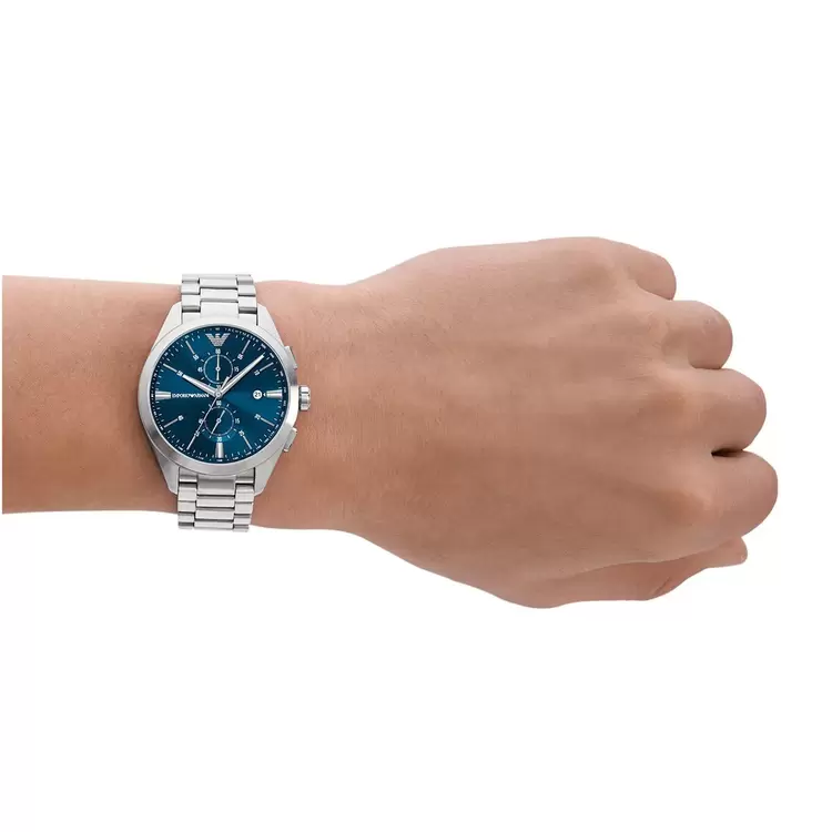 Emporio Armani AR11541 Erkek Kol Saati – Mavi Kadran / Çelik / Kronograf