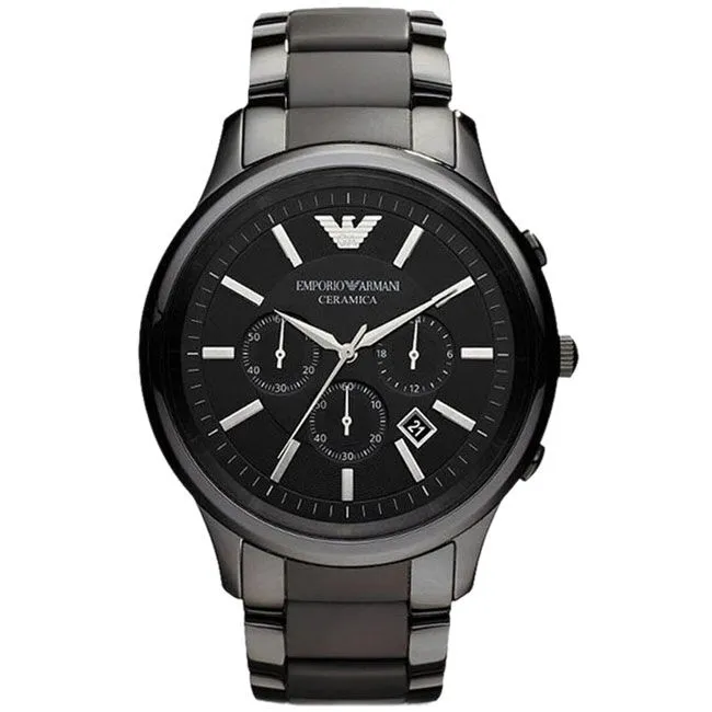 Emporio Armani AR1451 Erkek Kol Saati – Siyah Seramik / Kronograf / 5 ATM